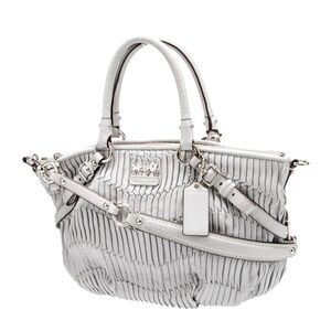 Coach Silver Leather Handbag